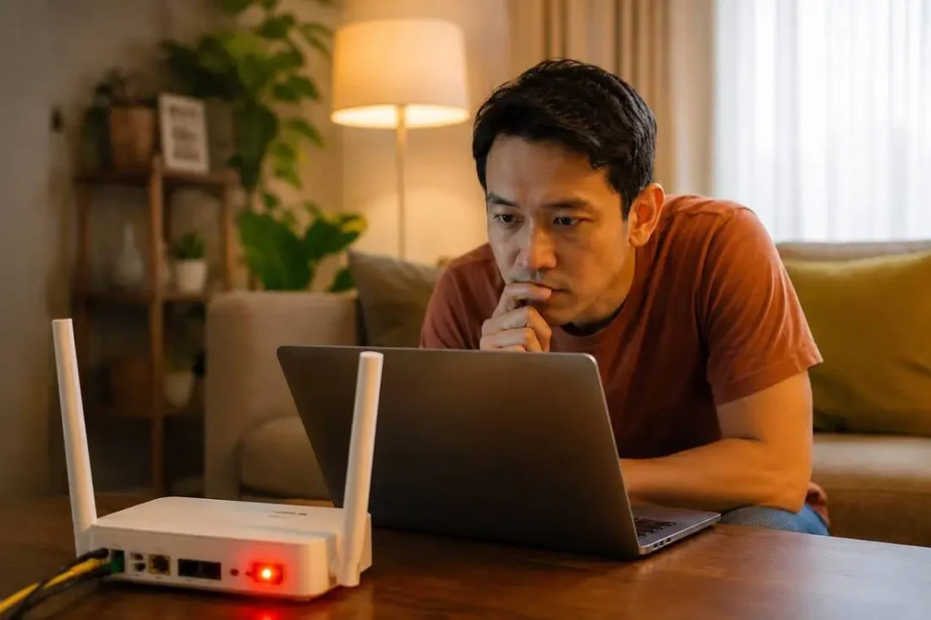 ไฟ Internet บน Router AIS Fibre กะพริบแดงและไม่สามารถเชื่อมต่ออินเทอร์เน็ตได้