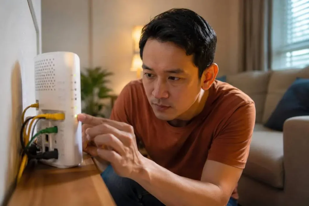 การตรวจสอบสายสัญญาณเมื่อไฟ Internet บน Router AIS Fibre ดับ