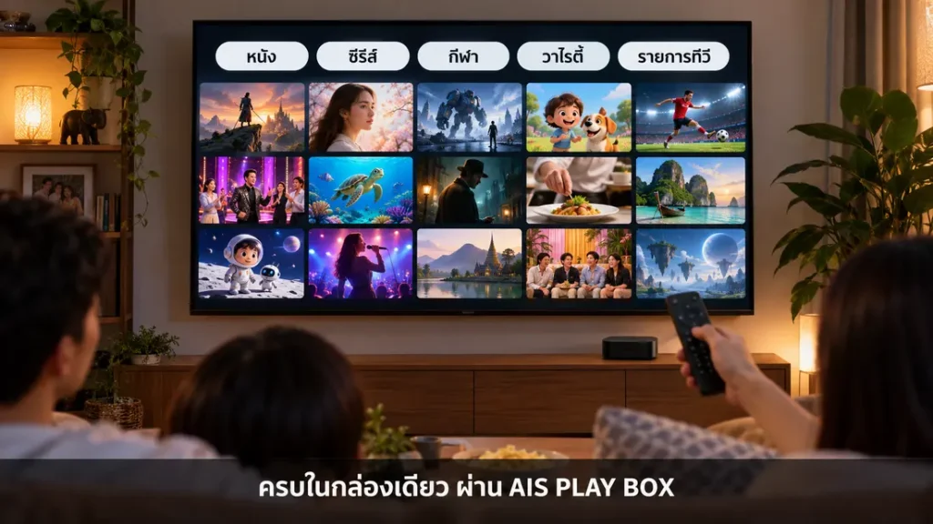เน็ตบ้าน AIS + Netflix จ่ายบิลเดียว ดูอะไรได้บ้าง ดูช่องทีวีและรายการหลากหลายผ่าน AIS PLAY BOX บนเน็ตบ้าน AIS Fibre