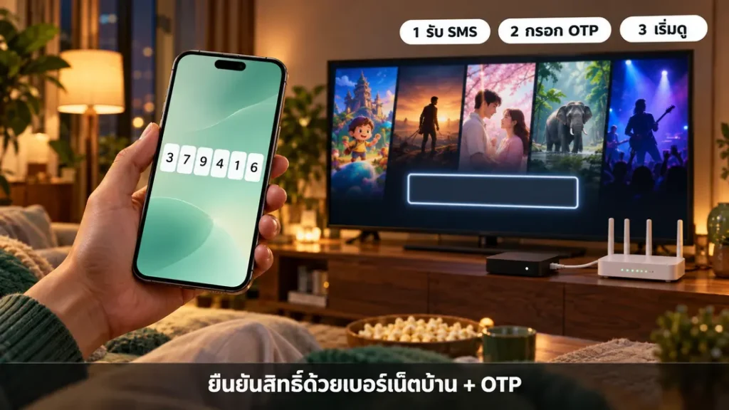 เปิดใช้งานแอปสตรีมมิ่งบนกล่อง AIS PLAYBOX ด้วยเบอร์อินเทอร์เน็ตและรหัส OTP