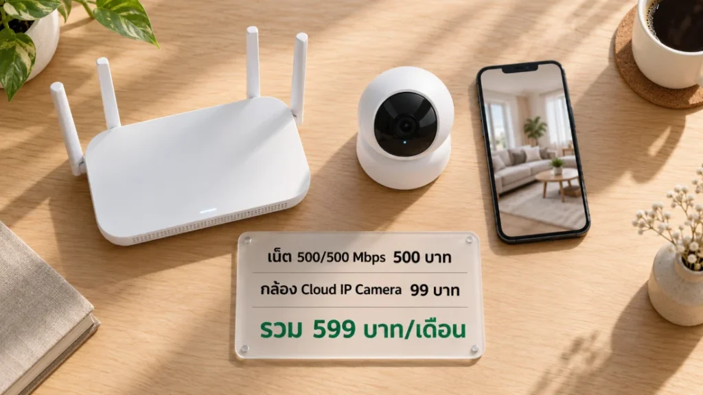 เน็ตบ้าน AIS ตามงบ 600/800/1,000 บาท จัด 9 ชุดพร้อมอุปกรณ์เสริม ชุดเน็ตบ้าน AIS งบ 600 บาท Broadband 24 Pack 5 คู่กับกล้อง Cloud IP Camera รวม 599 บาทต่อเดือน